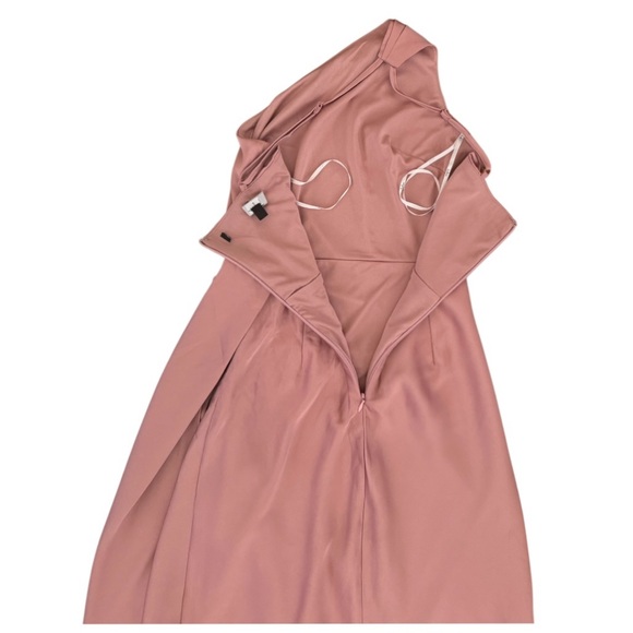Lulus Signature Elegance Satin Asymmetrical One-Shoulder Maxi Dress, Rose, XS - Picture 10 of 16